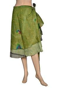   Around Skirt Sarong Long Wrap Designer Gypsy Green Reversible Skirt
