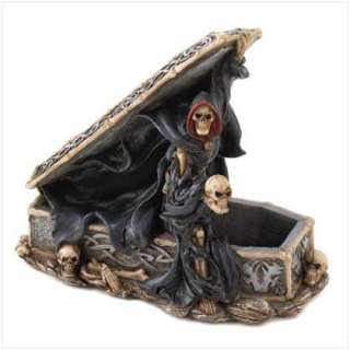 GRIM REAPER DOOM FIGURINE Skull Coffin Statue Sculpture NEW  