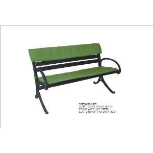   Slat Black Bench with lime green seat cushion and back restHGP1282 BK