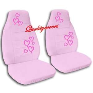  2 sweet pink car seat covers with hot pink hearts for a 