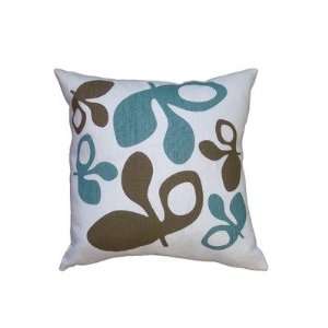  Hand Printed Pods Pillow Color Green/Chocolate