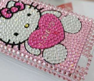Bling Heart Kitty Back Hard Case Cover For Samsung Epic Touch 4G D710 
