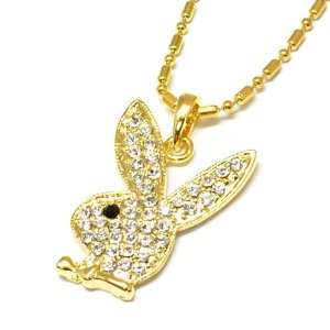  Stunning Gold Look CZ Bunny on Belcher Chain By TOC 
