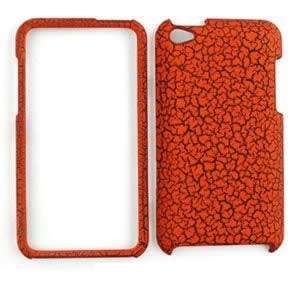 Apple iPod Touch 4 (iTouch) Burn Orange Egg Crack, Leather 