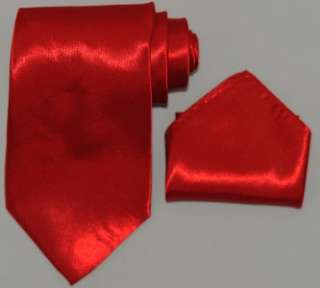 New Solid Shining Red Color Covona Mens Necktie Hankie Set Man Tie 