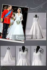 Elegant Sweetheart Satin Lace Wedding Dress Bridal Gown Custom made 