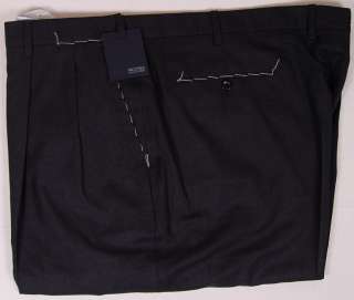 INCOTEX PANTS $1550 BLACK SUPER 180s WOOL HANDMADE DRESS SLACKS 46 