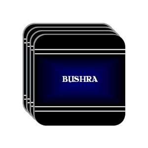 Personal Name Gift   BUSHRA Set of 4 Mini Mousepad Coasters (black 