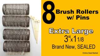   PINS Hair Curlers 3x1 1/8 EXTRA LARGE Removable Bristles NEW  