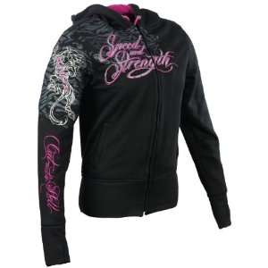 Speed and Strength Womens Black/Purple Cat Outa Hell Armored Hoody 
