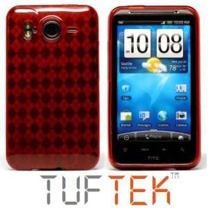  TUF TEK Clear Bright Red Argyle TPU Candy Skin Cover Case 