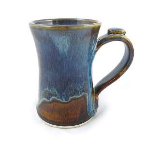  Stoneware 13 oz Coffee Mug, Handmade Pottery, Earthy Blue 
