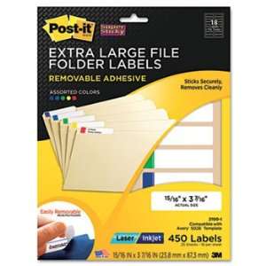 Post it 2100I   Super Sticky Removable File Folder Labels, 15/16 x 3 7 