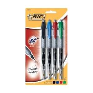 BIC Z4+ Roller Pens Fine Point 0.7mm 4/Pkg Black/Blue/Red/Green Z4CP41 
