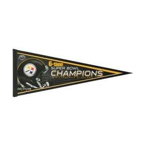   Steelers Super Bowl XLIII Champions 12 x 30 6 Time Champions Pennant