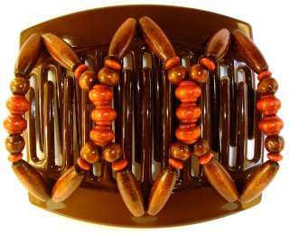 African Butterfly Hair Clip Thick Brown Comb Beada A01  