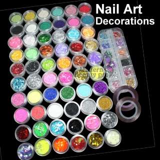 Mix Nail Art Glitter Powder Dust Rhinestone Decoration+2 Rolls 