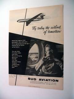 SUD Aviation Caravelle Jet Airplane 1959 print Ad  