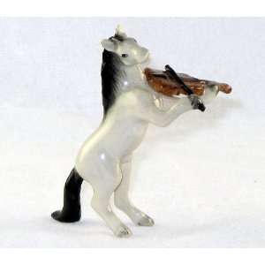  HORSE Band Grey On hind legs plays VIOLIN MINIATURE 