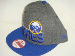 BUFFALO SABRES NEW ERA NCAA SNAPBACK HAT CAP WOOL GREY/BLUE  