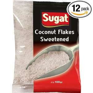 Sugat Coconut Flakes Sweetened, Passover,3.5000 ounces (Pack of12 
