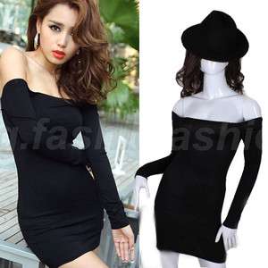   Long Sleeve Party Cocktail Clubbing Mini Dress Stretch Top M L  