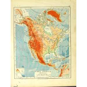  1912 Map North America Physical Dominion Canada Hudson 