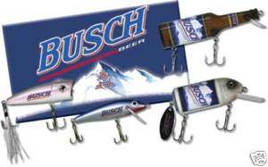 Busch Beer 4 pack Fish lures wCollectable Tin Gift Set  