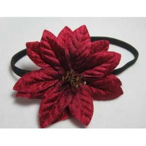   NEW Holiday Red Poinsettia Flower Elastic Headband, Limited. Beauty