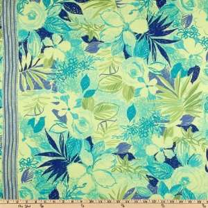  50 Wide Stretch Cotton Sateen Tropical Blue/Green Fabric 