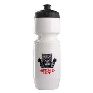    Trek Water Bottle White Blk Stressed Out Cat 