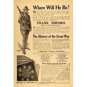   Ad Frank Simonds WWI History Book Orville Wright   Original Print Ad