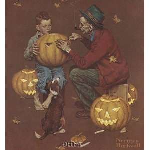  Ghostly Gourds Finest LAMINATED Print Norman Rockwell 