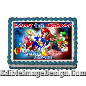 SONIC & MARIO Edible Cake Party Decoration Image Topper  