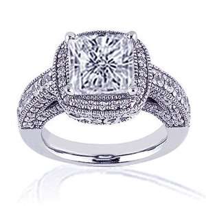   Radiant Cut Halo Diamond Engagement Ring Pave Fascinating Diamonds
