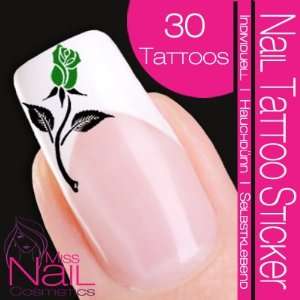  Nail Tattoo Sticker Rose / Flower   green Beauty