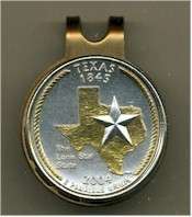 Gold on Silver Texas Statehood Quarter Golf Ball Marker  