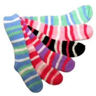  Long Striped Assorted 6 Pack Thick Fuzzy Socks Clothing