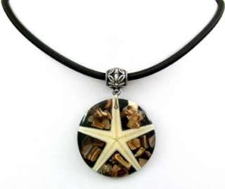 STUNNING STAR FISH & MOSAIC SEA SHELLS necklace ; BA255  