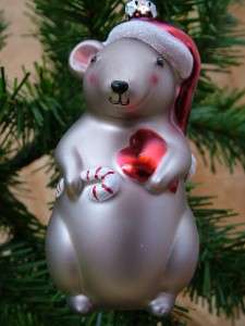 New Glass Santa Hat Mouse Candy Cane Heart Ornament  