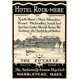 1934 Ad Hotel Rock Mere Cafe Ship Resort Marblehead   Original Print 