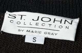 St. John Collection Chocolate Brown Crested Santana Knit Cardigan 