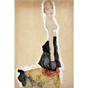  Knieendes Madchen Mit Spanischem Rock by Egon Schiele 