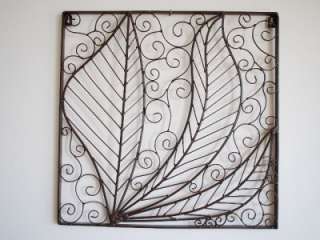 Wrought Iron Square Leaf Wall Plaque /Grill / Wall Art  