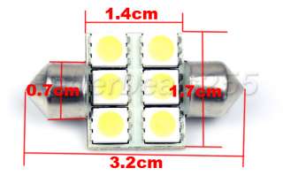 32mm 5050 6 LED Festoon Dome Car Light Bulb White New  