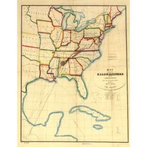    1850 Map North East and South West Alabama Railroad