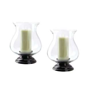  Pack of 2 Glass Globe Hurricane Pillar Candle Holders 