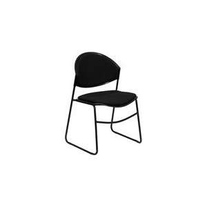   lb. Capacity Black Padded Stack Chair with Black Powder Coated Frame