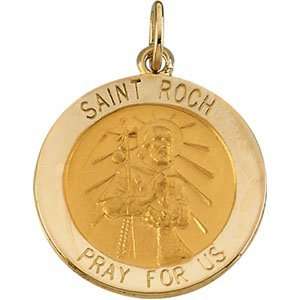  18.00 Mm 14K Yellow Gold St.Roch Medal Jewelry