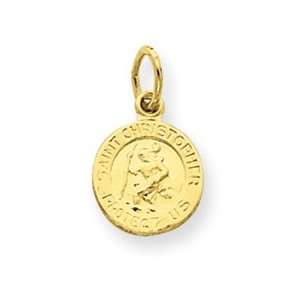 St. Christopher 14k Gold Yellow Medal Charm. 14k 18 Gold Plated Steel 